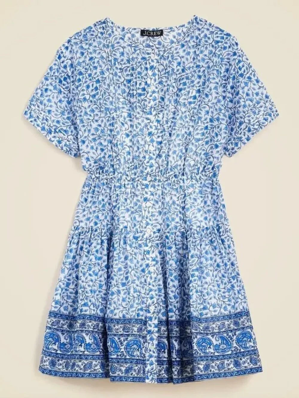 J.Crew Delft Blue and White Mini Dress with Slip EUC